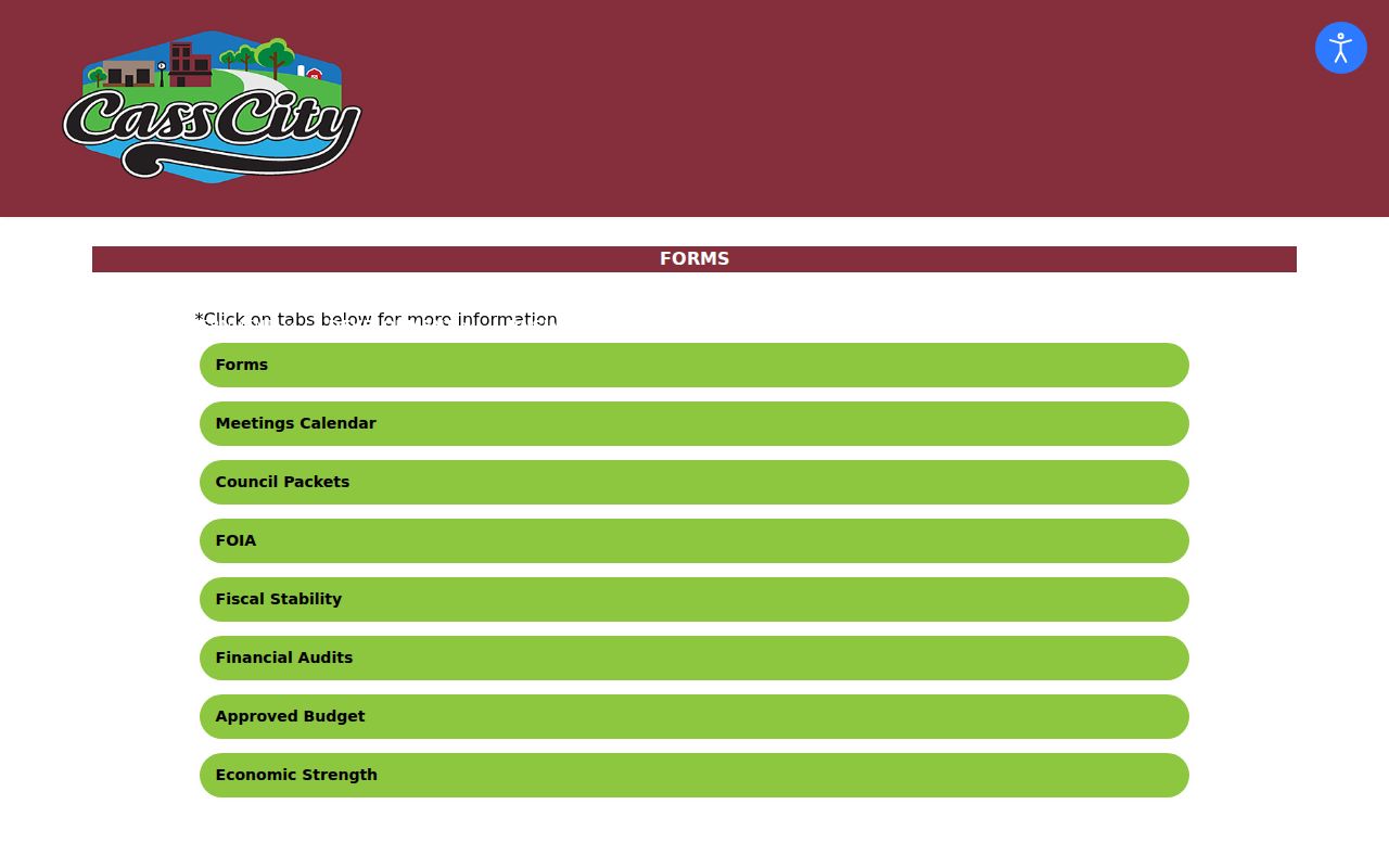 Official Cass City village forms page for public record requests