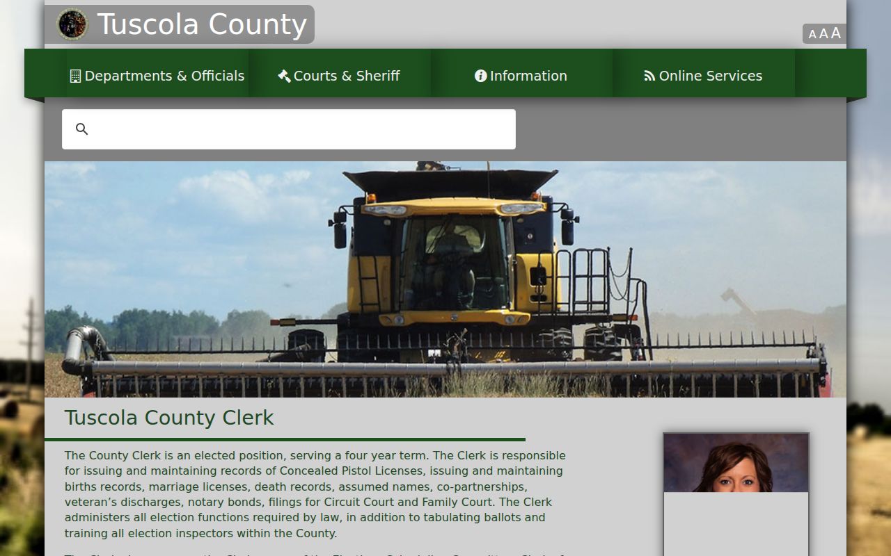Tuscola County Clerk official court records webpage